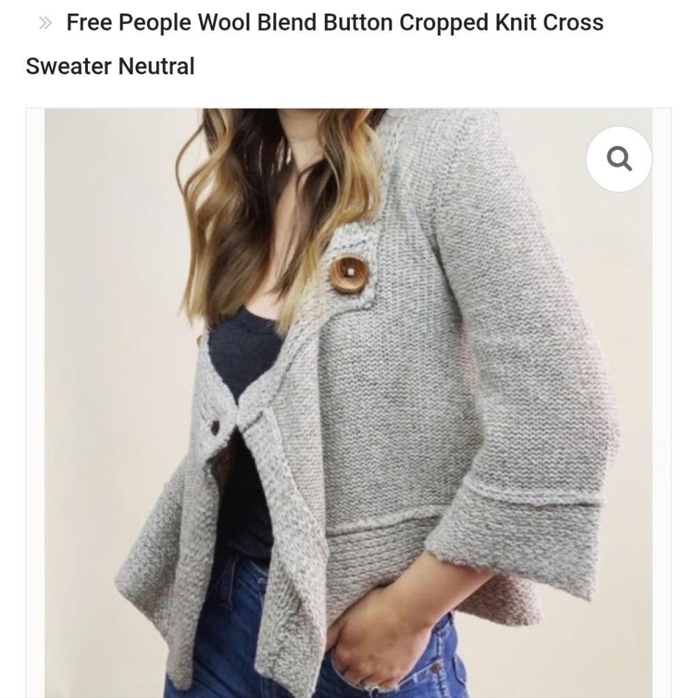 Free People Wool Blend Cardigan with Wooden Buttons - Picture 3 of 9